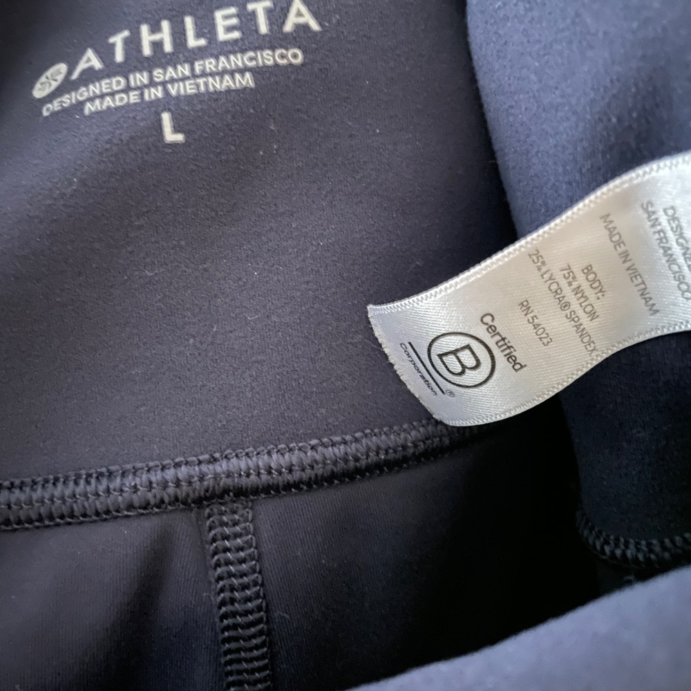 Athleta Navy Bike Shorts, EUC, Large. - Picture 5 of 11